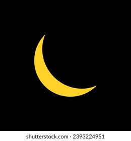 Moon icon. Crescent silhouette, symbol of night and religion of Islam. Mosque or Muslim sign.