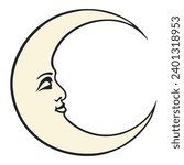 moon icon with face ,vector illustration