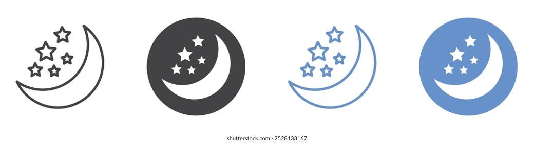 Mondsymbol Flache Kunst in Schwarz-Weiß einzeln