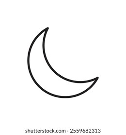 Moon icon Flat art in black and white isolated
