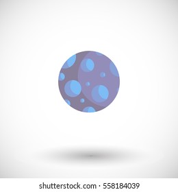 Moon icon. Flat design of the Earth satellite with round shadow. Vector illustration