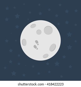 Moon icon. Flat design illustration - stock vector