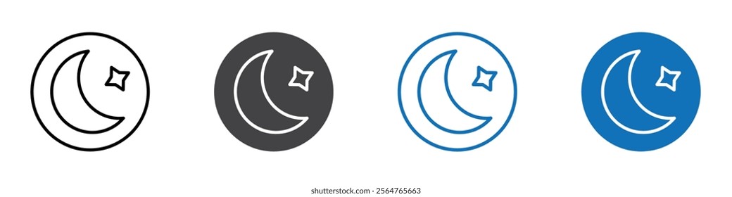 Moon icon flat editable icon mark set.