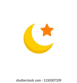 Moon icon flat element. Vector illustration of moon icon flat isolated on clean background for your web mobile app logo design.