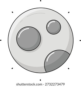 Moon Icon Flat Illustration on Black Background