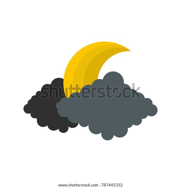Moon icon. Flat illustration of moon vector\
icon isolated on white\
background