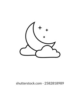 Moon Icon Flat isolated outline sign