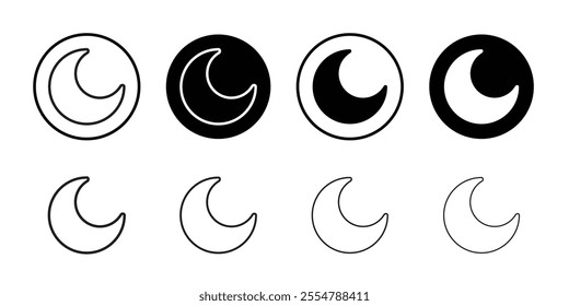 Moon icon Flat set in black and white color