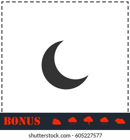 Moon icon flat. Simple vector symbol and bonus icon