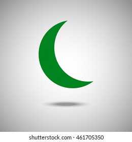Moon icon. Flat style. Grey background. Vector illustration.