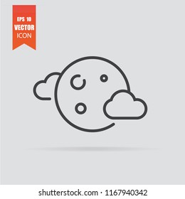 Moon icon in flat style isolated on grey background. For your design, logo. Vector illustration.