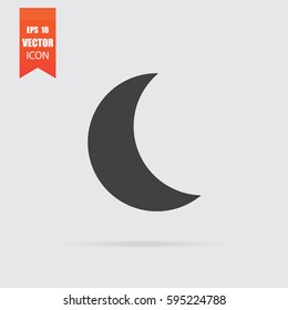 Moon icon in flat style isolated on grey background. For your design, logo. Vector illustration.