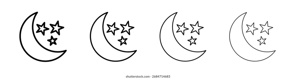 Moon icon Flat thin line vector illustration art outline set