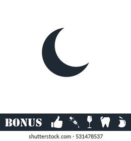Moon icon flat. Vector illustration symbol and bonus pictogram