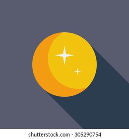 Moon icon. Flat vector related icon with long shadow for web and mobile applications. It can be used as - logo, pictogram, icon, infographic element. Vector Illustration.