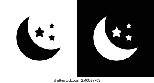 Moon icon Flat vector set outline