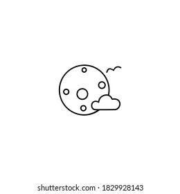 Moon icon. Halloween icon. Simple, flat, outline, black.