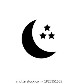 the moon icon has three stars. with a simple design with a combined circle object with three stars. suitable for web icons, mobile applications, design logos.