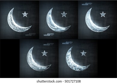 Moon icon Illustration, Graphic Concept For Your Design.