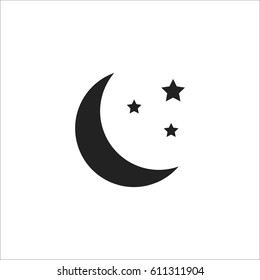 Moon icon illustration on white background.