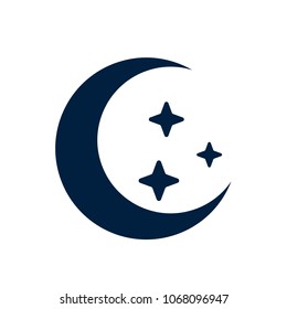 Moon icon isolated on white flat symbol of dreams, night pictogram copyspace. Template vector illustration premium quality sign dark night sky 