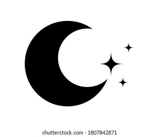 Moon icon isolated on white. Mystic symbol.  Cartoon style. Vector stock illustration. EPS 10
