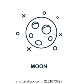 Moon icon. Line element from space collection. Linear Moon icon sign for web design, infographics and more.