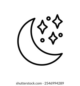 Logotipo lineal del icono de la luna aislado