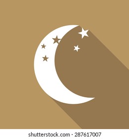 moon icon with a long shadow