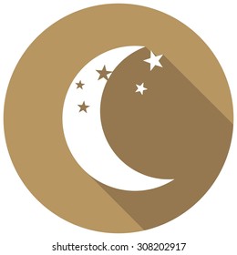 moon icon with a long shadow