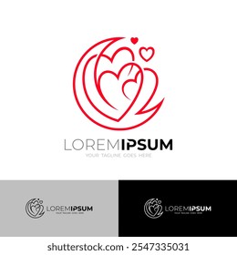 The moon icon and love logo are combined into one