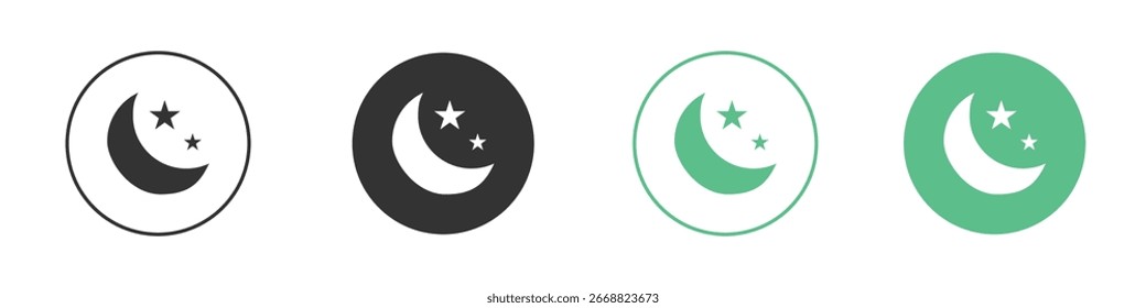 Moon icon Minimal Flat Line Vector Icon Set.