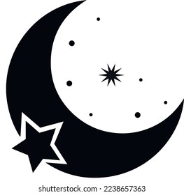 Moon icon Night is a symbol Vector illustration