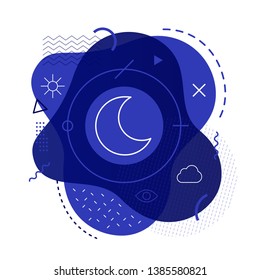 Moon icon on modern background 