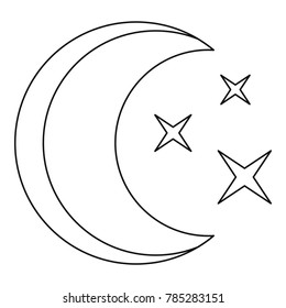 Moon icon. Outline illustration of moon vector icon for web