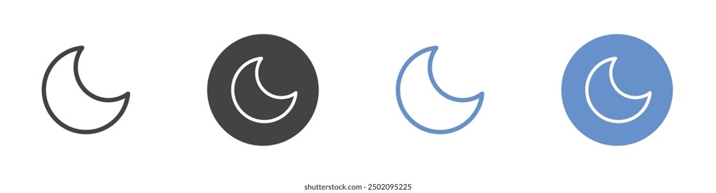 Moon icon outline line icon set sign for web app