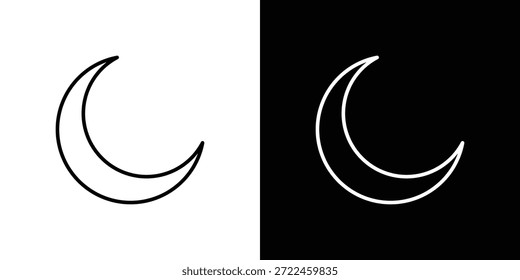 Umriss des Mondsymbols und linearer Vektor. Gliederungssymbol und Illustration