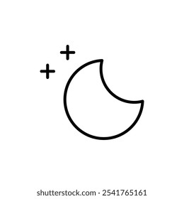Moon icon Outline set in black and white color