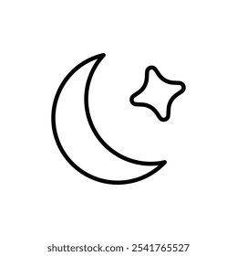 Moon icon Outline set in black and white color