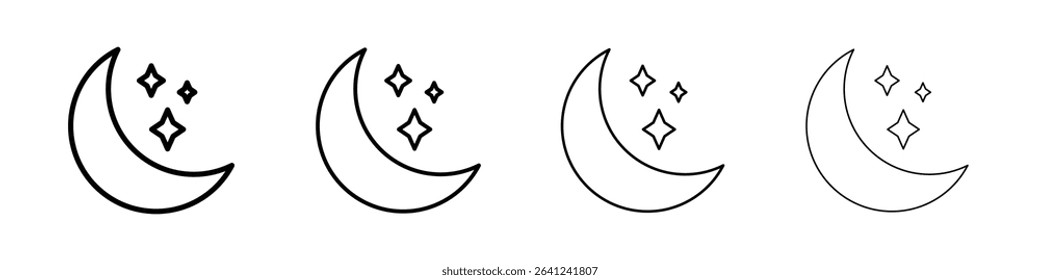 Moon icon Outline sign symbol set