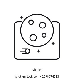 Moon icon. Outline style icon design isolated on white background