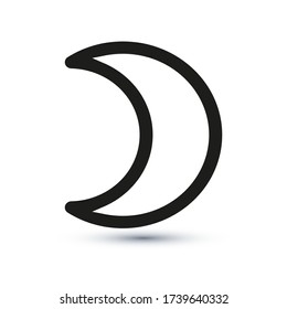 Mondsymbol, Konturvektorzeichen, auf Weiß isoliertes lineares Piktogramm. Symbol, Logo-Abbildung. Bearbeitbarer Strich. Eps10 Vektorgrafik.