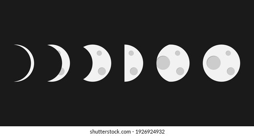 Moon icon. Moon phases astronomy icon set on white background. Vector Illustration 