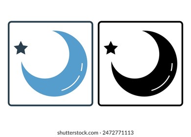 Moon icon. icon related to weather. suitable for web site, app, user interfaces, printable etc. solid icon style. simple vector design editable