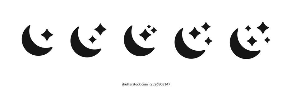 moon icon set black 
vector design illustration isolated background