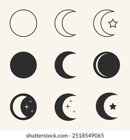 moon icon set design bundle vector collection