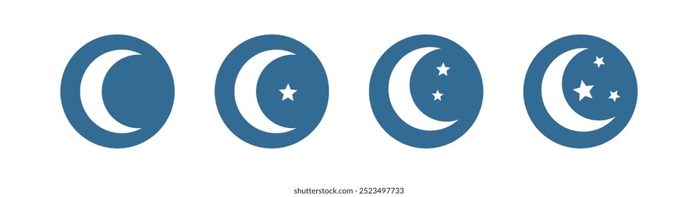 Conjunto de iconos de luna aislado sobre fondo blanco, icono de luna de Vector plano