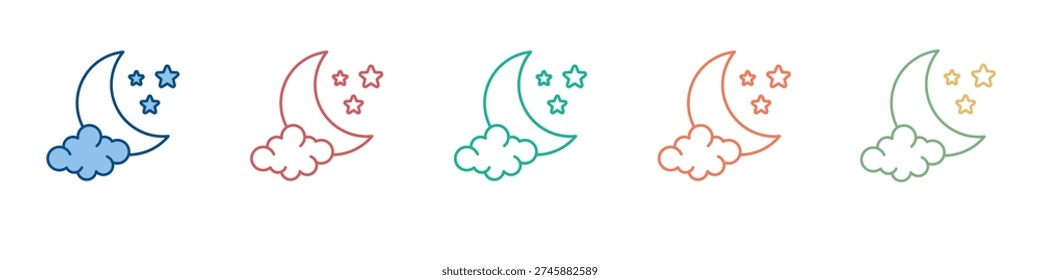 Moon Icon Set Multiple Style Collection