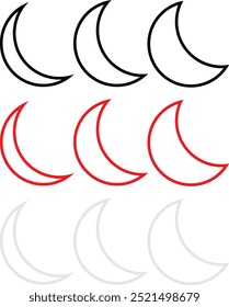 Moon icon set. Night icon set. Sparkle Icon Set of Moon. Different types of Moon, constellations, galaxies. Vector Illustration isolated. Dark mood icon