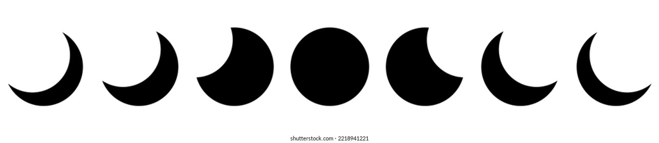 Moon icon set. Moon phases astronomy icons. Vector isolated on white background
